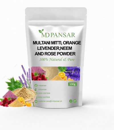 md pansar multani mitti + levender + rose + orange and neem powder